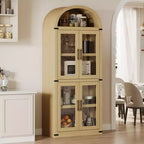 Bibliothèque arquée avec portes Bibliothèque de ferme Profondeur 40,2 cm Étagères de rangement 181,4 cm de haut Vitrine en bois Bibliothèques arrondies