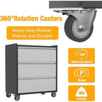 Servante d'atelier mobile à 3 tiroirs, Chariot à outils roulant robuste pour garage et atelier