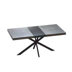 Table de salle à manger extensible rectangulaire rétro 70 pouces, Table pliante avec base en fer noir en croix, Table de dîner pour salle à manger