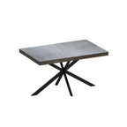 Table de salle à manger extensible rectangulaire rétro 70 pouces, Table pliante avec base en fer noir en croix, Table de dîner pour salle à manger