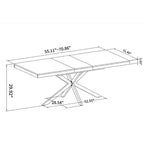 Table de salle à manger extensible rectangulaire rétro 70 pouces, Table pliante avec base en fer noir en croix, Table de dîner pour salle à manger