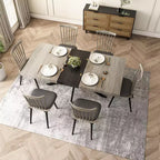 Table de salle à manger extensible rectangulaire rétro 70 pouces, Table pliante avec base en fer noir en croix, Table de dîner pour salle à manger