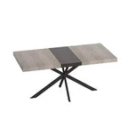 Table de salle à manger extensible rectangulaire rétro 70 pouces, Table pliante avec base en fer noir en croix, Table de dîner pour salle à manger