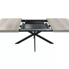 Table de salle à manger extensible rectangulaire rétro 70 pouces, Table pliante avec base en fer noir en croix, Table de dîner pour salle à manger