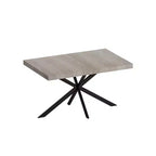Table de salle à manger extensible rectangulaire rétro 70 pouces, Table pliante avec base en fer noir en croix, Table de dîner pour salle à manger