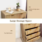 Commode à 4 tiroirs, Commode à tiroirs cannelée, Armoire à tiroirs de style campagnard, Commode haute en bois avec poignées dorées