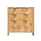 Commode à 4 tiroirs, Commode à tiroirs cannelée, Armoire à tiroirs de style campagnard, Commode haute en bois avec poignées dorées