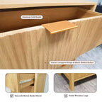 Commode à 4 tiroirs, Commode à tiroirs cannelée, Armoire à tiroirs de style campagnard, Commode haute en bois avec poignées dorées