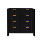 4 Drawer Dresser, Fluted Chest of Drawer, Farmhouse Drawer Cabinet Tall Wooden Dresser with Gold Handles,