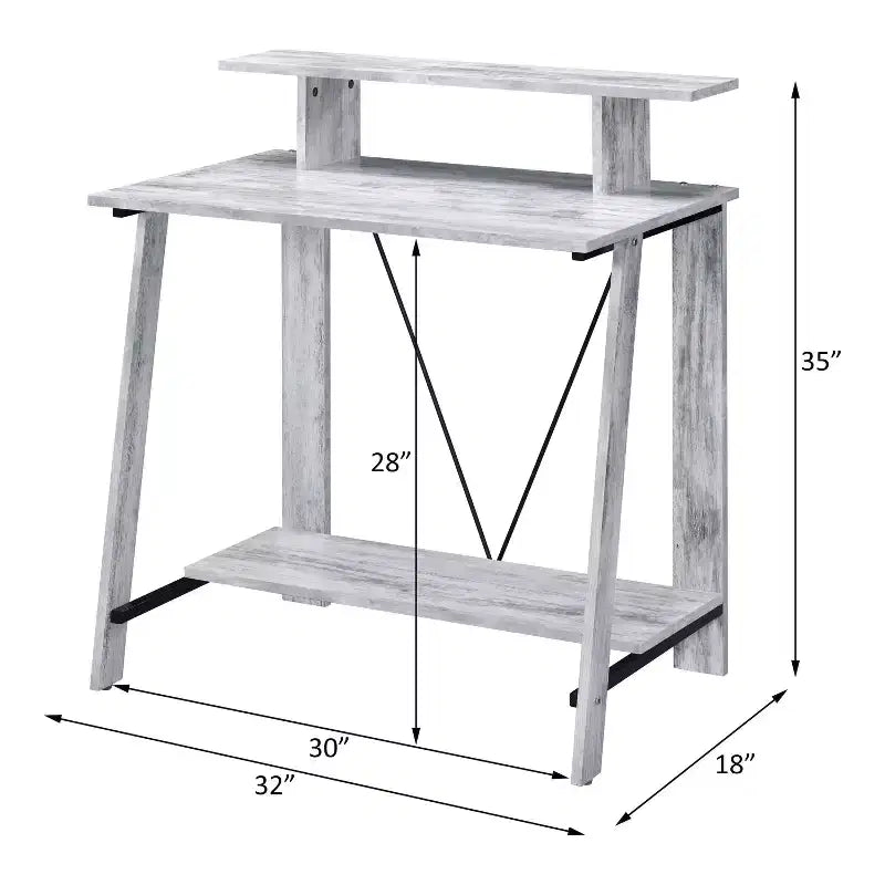 Bureau Debout Moderne de 99 cm avec Support Moniteur, Bureau d'Ordinateur avec Étagère Inférieure, Bureau pour Salon, Chambre, Bureau d'Étude