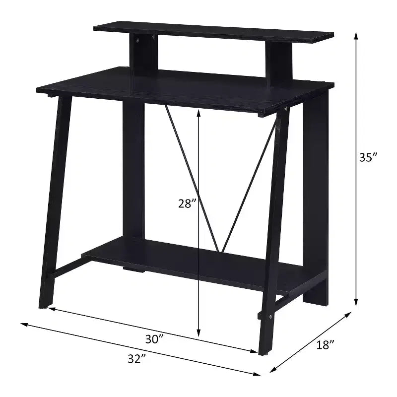 Bureau Debout Moderne de 99 cm avec Support Moniteur, Bureau d'Ordinateur avec Étagère Inférieure, Bureau pour Salon, Chambre, Bureau d'Étude