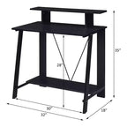 Bureau Debout Moderne de 99 cm avec Support Moniteur, Bureau d'Ordinateur avec Étagère Inférieure, Bureau pour Salon, Chambre, Bureau d'Étude