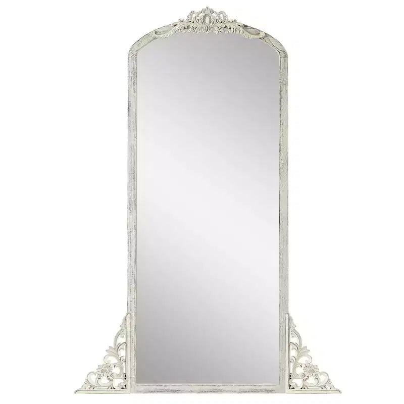 Miroir psyché encadré en bois massif blanc 67