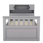 Cadre de lit plateforme simple Captain avec tête de lit bibliothèque de rangement et 4 tiroirs, cadre de lit simple en bois avec rangement pour chambre à coucher