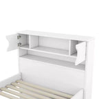 Cadre de lit plateforme simple Captain avec tête de lit bibliothèque de rangement et 4 tiroirs, cadre de lit simple en bois avec rangement pour chambre à coucher