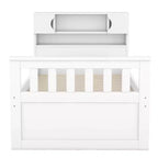 Cadre de lit plateforme simple Captain avec tête de lit bibliothèque de rangement et 4 tiroirs, cadre de lit simple en bois avec rangement pour chambre à coucher