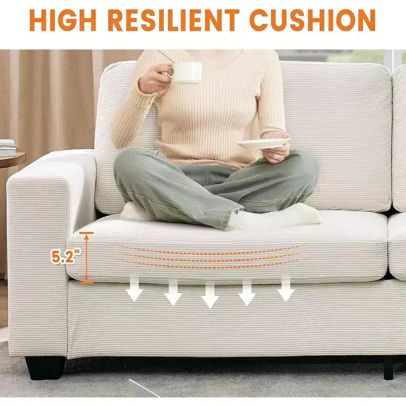Canapé Cloud de 83 pouces pour petits espaces, canapé moderne à 2 places avec assise profonde et confortable, canapé-lit moelleux en velours côtelé pour salon, chambre à coucher