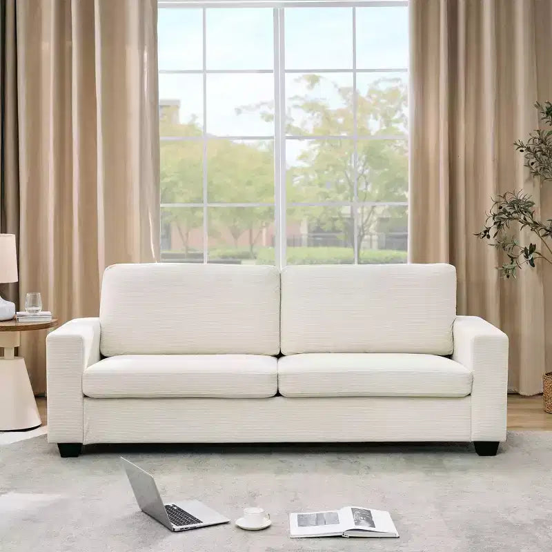 Canapé Cloud de 83 pouces pour petits espaces, canapé moderne à 2 places avec assise profonde et confortable, canapé-lit moelleux en velours côtelé pour salon, chambre à coucher
