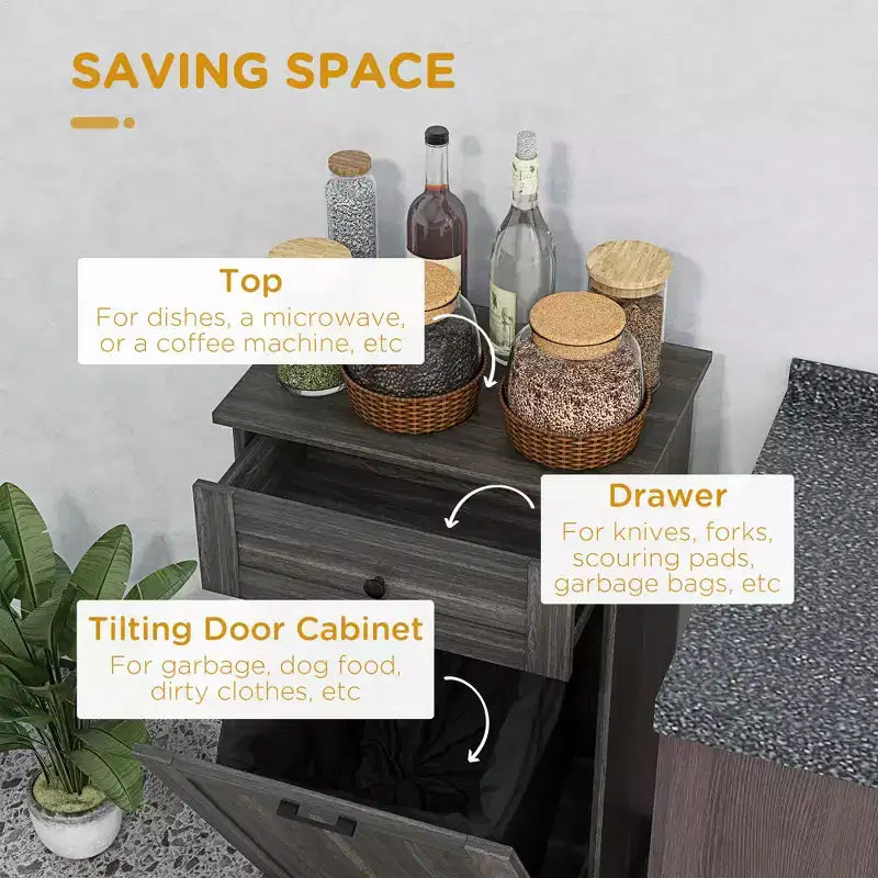 Poubelle de Cuisine Encastrable Meuble de Rangement pour Tri Sélectif avec Tiroir Support de Poubelle Autonome
