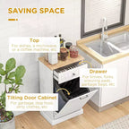 Poubelle de Cuisine Encastrable Meuble de Rangement pour Tri Sélectif avec Tiroir Support de Poubelle Autonome