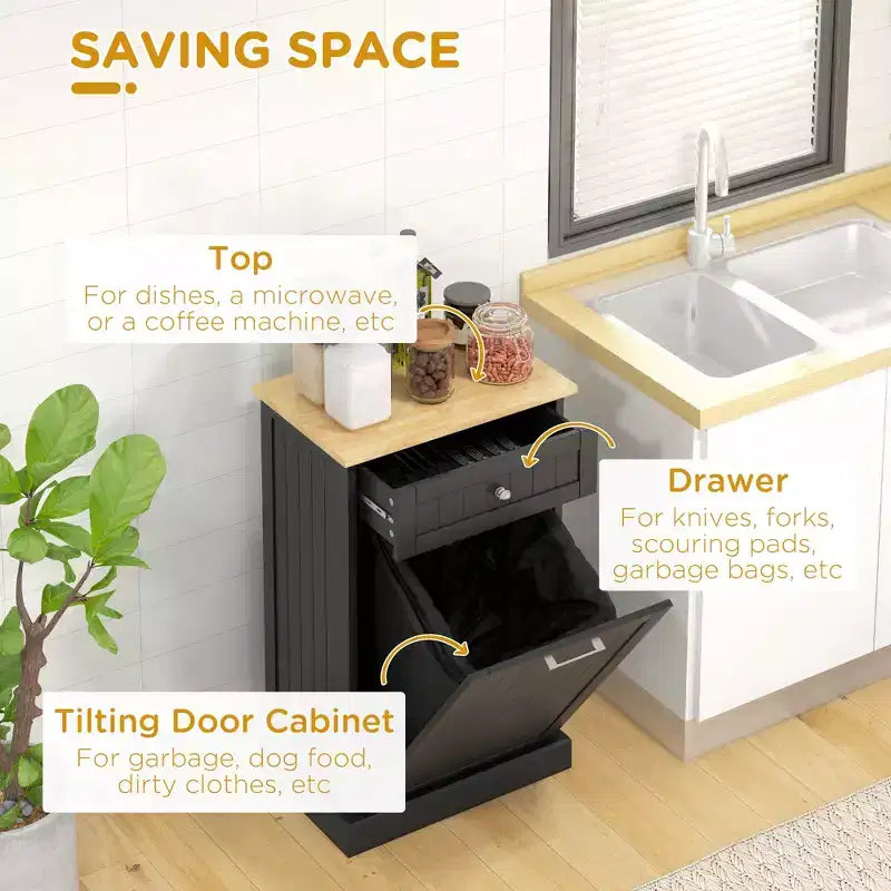Poubelle de Cuisine Encastrable Meuble de Rangement pour Tri Sélectif avec Tiroir Support de Poubelle Autonome
