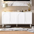 Famapy Stylish Storage Cabinet with Artistic Arch Doors,Adjustable Shelves,4-Doors Storage Cupboard,Display Bookcase,for Living Room/Bedroom