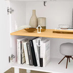 Meuble de rangement élégant avec portes cintrées artistiques, étagères réglables, placard de rangement à 4 portes, bibliothèque vitrine, pour salon/chambre à coucher