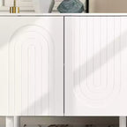 Meuble de rangement élégant avec portes cintrées artistiques, étagères réglables, placard de rangement à 4 portes, bibliothèque vitrine, pour salon/chambre à coucher