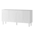 Meuble de rangement élégant avec portes cintrées artistiques, étagères réglables, placard de rangement à 4 portes, bibliothèque vitrine, pour salon/chambre à coucher
