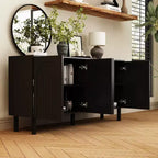 Meuble de rangement élégant avec portes cintrées artistiques, étagères réglables, placard de rangement à 4 portes, bibliothèque vitrine, pour salon/chambre à coucher
