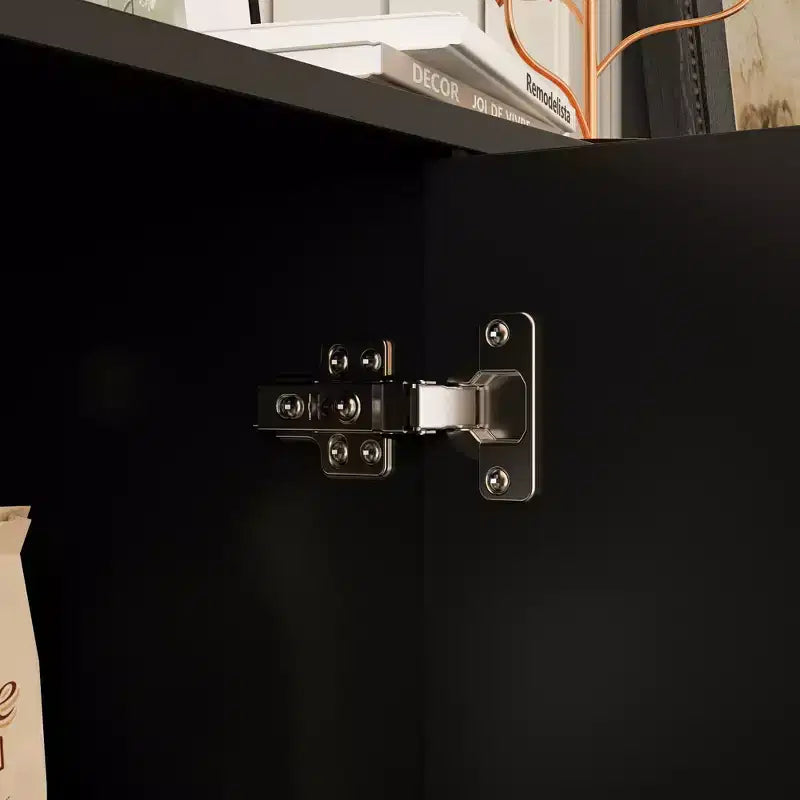 Meuble de rangement élégant avec portes cintrées artistiques, étagères réglables, placard de rangement à 4 portes, bibliothèque vitrine, pour salon/chambre à coucher