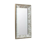 Miroir mural rectangulaire antique en argent 24 x 15 avec accents floraux, miroir suspendu, argent
