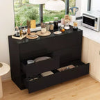 Famapy Smart Rotatable/Extendable Buffet Sideboard with 6 Drawers,Extended Countertop,Non-slip Mat,Rotating Dining Table,Kitchen Island Pantry