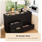 Desserte de buffet intelligente rotative/extensible avec 6 tiroirs, plan de travail étendu, tapis antidérapant, table à manger rotative, îlot de cuisine/garde-manger