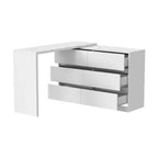 Desserte de buffet intelligente rotative/extensible avec 6 tiroirs, plan de travail étendu, tapis antidérapant, table à manger rotative, îlot de cuisine/garde-manger
