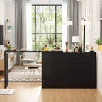 Desserte de buffet intelligente rotative/extensible avec 6 tiroirs, plan de travail étendu, tapis antidérapant, table à manger rotative, îlot de cuisine/garde-manger