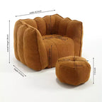 Canapé Pouf avec Ottoman, Fauteuil Poire Moderne et Doux avec Accoudoirs, Canapé Paresseux Carré en Chenille