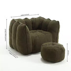 Canapé Pouf avec Ottoman, Fauteuil Poire Moderne et Doux avec Accoudoirs, Canapé Paresseux Carré en Chenille