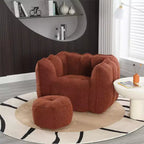 Canapé Pouf avec Ottoman, Fauteuil Poire Moderne et Doux avec Accoudoirs, Canapé Paresseux Carré en Chenille