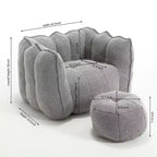 Canapé Pouf avec Ottoman, Fauteuil Poire Moderne et Doux avec Accoudoirs, Canapé Paresseux Carré en Chenille