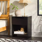 Table de chevet moderne minimaliste à 1 tiroir avec casier noir