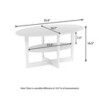Table basse ovale à 2 niveaux pour salon avec étagère de rangement ouverte, finition bois
