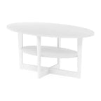 Table basse ovale à 2 niveaux pour salon avec étagère de rangement ouverte, finition bois