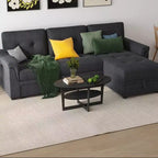 Table basse ovale à 2 niveaux pour salon avec étagère de rangement ouverte, finition bois