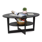HOMLUX Oval Coffee Table 2-Tier Living Room Center Table with Open Shelf Storage, Wood Finish