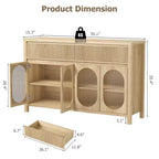 Buffet de salle à manger avec 4 portes vitrées et grand espace de rangement, Console de buffet avec meuble de rangement pour bar à café