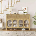 Buffet de salle à manger avec 4 portes vitrées et grand espace de rangement, Console de buffet avec meuble de rangement pour bar à café
