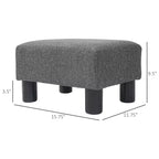 Petit pouf ottoman, repose-pieds avec revêtement en tissu de lin et pieds en plastique, pouf cube