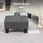 Petit pouf ottoman, repose-pieds avec revêtement en tissu de lin et pieds en plastique, pouf cube
