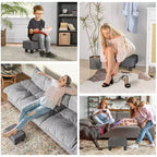 Petit pouf ottoman, repose-pieds avec revêtement en tissu de lin et pieds en plastique, pouf cube